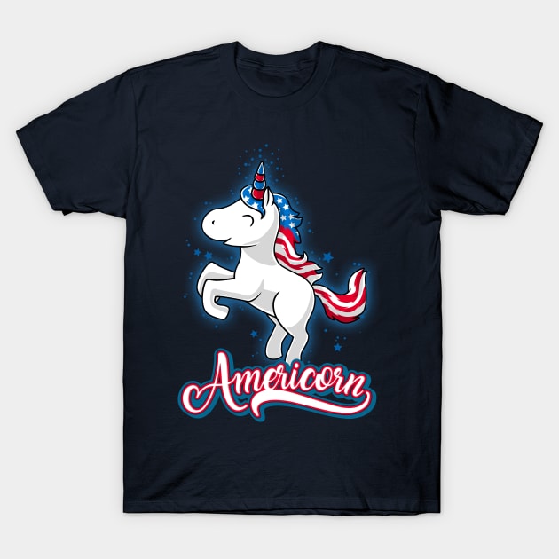 Americorn-Patriotic Proud American Unicorn Kids T-Shirt by CheesyB